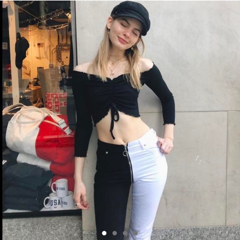 Black and white, “Yin Yang” Revice Denim high rise jeans